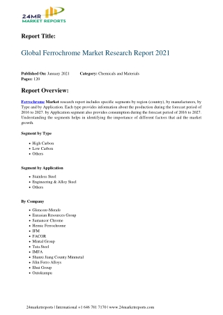 Ferrochrome Market Research Report 2021