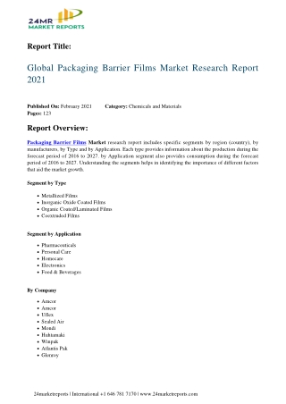Packaging Barrier Films Market Research Report 2021