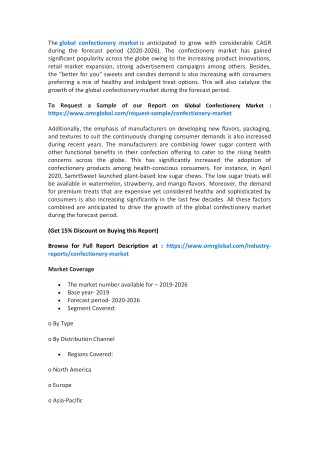 Global Confectionery Market 2020 Analysis May Set New Growth Story, Forecast to 2026