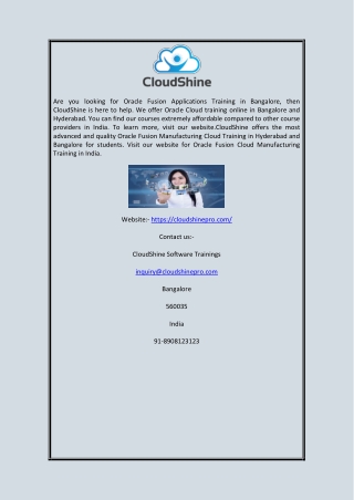 Oracle Fusion Training Online | CloudShine