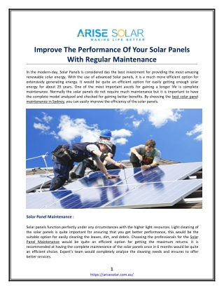 Improve The Performance Of Your Solar Panels With Regular Maintenance