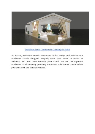 Exhibition Stand Contractors Company in Dubai