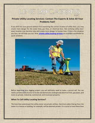 Private Utility Locating Services: Contact The Experts & Solve All Your Problems Fast!