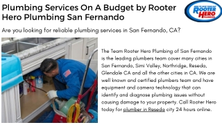 Plumbing Services On A Budget by Rooter Hero Plumbing San Fernando