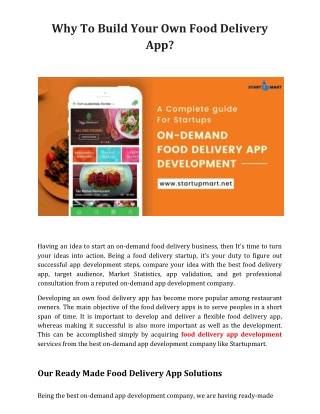 Why To Build Your Own Food Delivery App?