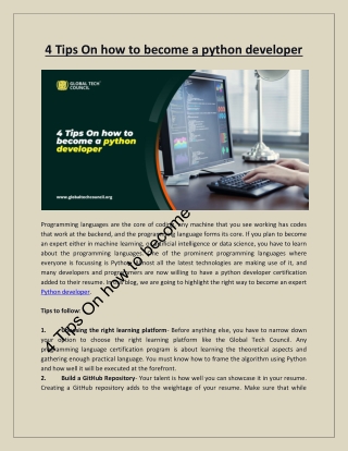 4 Tips On how to become a python developer