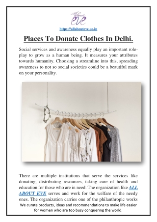 Places To Donate Clothes In Delhi.