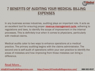 7 Benefits Of Auditing Your Medical Billing Expenses