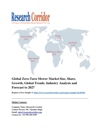 Global Zero-Turn Mower Market Size, Share, Growth, Global Trends, Industry Analysis and Forecast to 2027