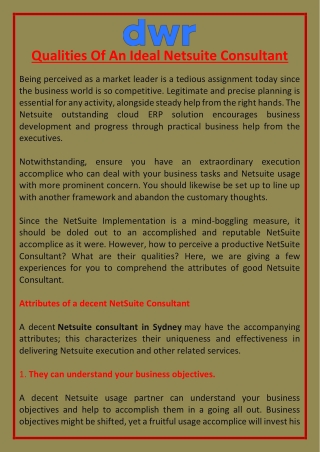 Qualities Of An Ideal Netsuite Consultant