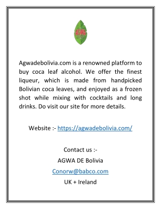 Coca Leaf | Agwadebolivia.com