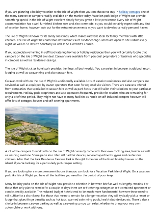 12 Stats About holiday park isle of wight to Make You Look Smart Around the Water Cooler