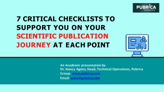 Critical checklists to support you on your scientific publication journey at each point – Pubrica