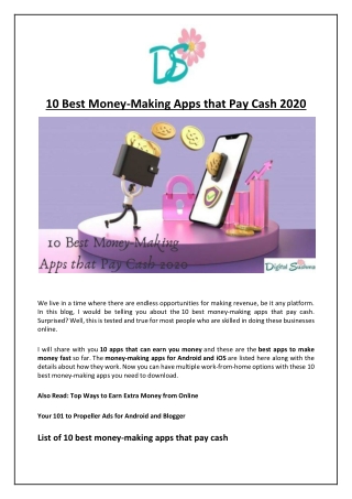 10 Best Money-Making Apps that Pay Cash 2020