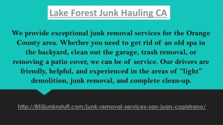 Lake Forest Junk Hauling CA