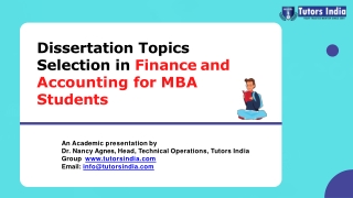 Dissertation Topics Selection in Finance and Accounting for MBA Students