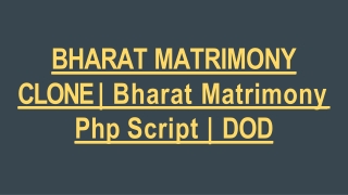 BHARAT MATRIMONY CLONE | Bharat Matrimony Php Script | DOD