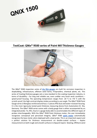 TestCoat: QNix® 9500 series of Paint Mil Thickness Gauges