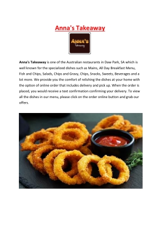 5% Off - Anna's Australian Takeaway Restaurant Daw Park, SA