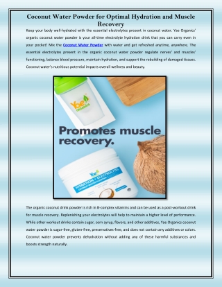 Coconut Water Powder for Optimal Hydration and Muscle Recovery