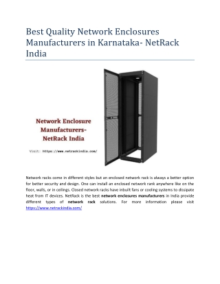 Best Quality Network Enclosures Manufacturers in Karnataka- NetRack India