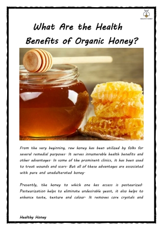 What Are the Health Benefits of Organic Honey?