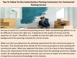 Tips To Follow To Hire Santa Barbara Painting Contractors For Commercial Painting Service