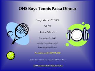 OHS Boys Tennis Pasta Dinner