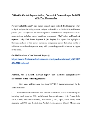 E-Health Market Research Report With Revenue, Gross Margin, And Future Prospects Till 2027