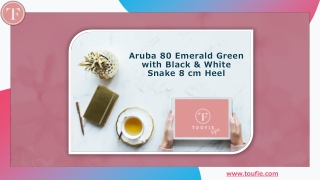 Aruba 80 Emerald Green with Black & White Snake 8 cm Heel