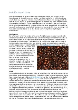 De koffiecultuur in Kenia