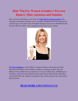 Hair Wig For Women in Indore | Praveen Khatve | Hair extension and Solution