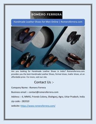 Handmade Leather Shoes for Men Online | Romeroferrera.com