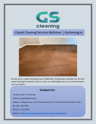 Carpet Cleaning Services Ballinteer | Gscleaning.ie