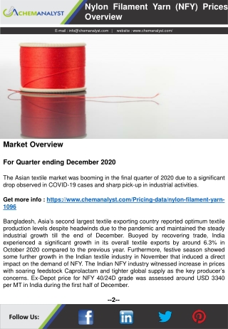 Nylon Filament Yarn (NFY) Pricing, News, Supply and Demand | ChemAnalyst