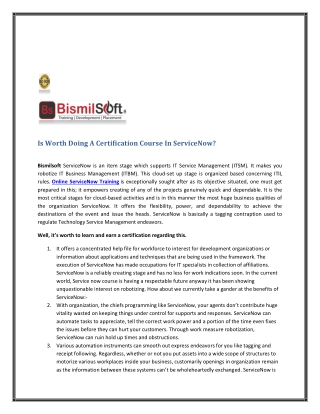 Is Worth Doing A Certification Course In ServiceNow?