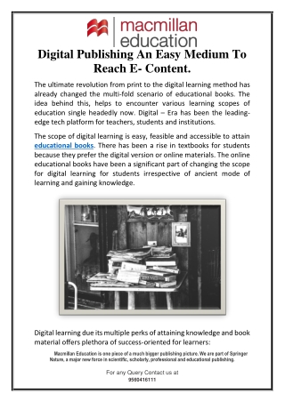 Digital Publishing An Easy Medium To Reach E- Content