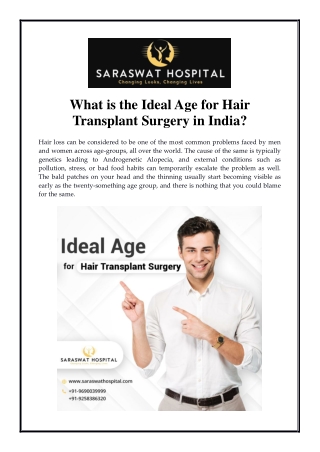 What is the Ideal Age for Hair Transplant Surgery in India?