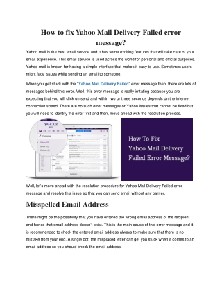 How to fix Yahoo Mail Delivery Failed error message?