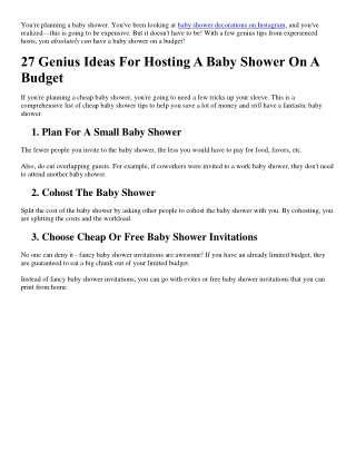 27 Genius Ideas For Hosting A Baby Shower On A Budget