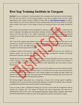Best Sap Training Institute in Gurgaon