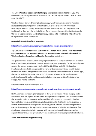 Wireless Electric Vehicle Charging Market
