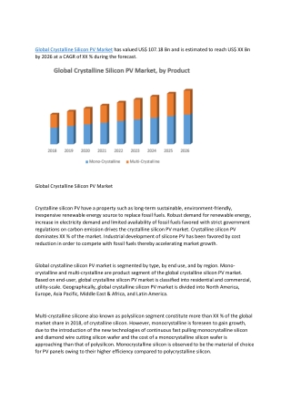 Global Crystalline Silicon PV Market – Industry Analysis and Forecast (2019-2026