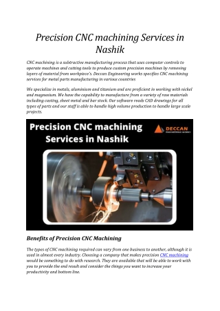 Precision CNC machining Services in Nashik