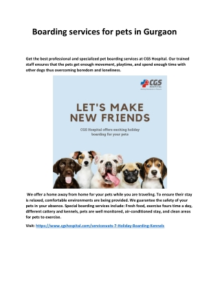 Boarding services for pets in Gurgaon