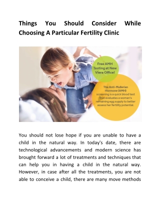 Things You Should Consider While Choosing A Particular Fertility Clinic