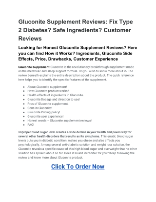 Gluconite Supplement Reviews: Fix Type 2 Diabetes? Safe
