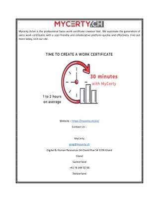 Swiss Work Certificate Creation Tool | Mycerty.ch/en