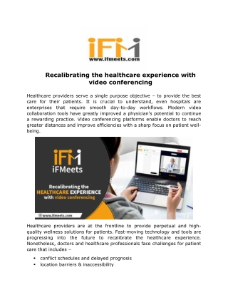 Recalibrating the healthcare experience with video conferencing