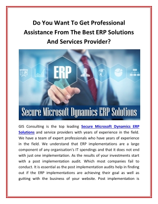 Do You Want To Get Professional Assistance From The Best ERP Solutions And Services Provider?